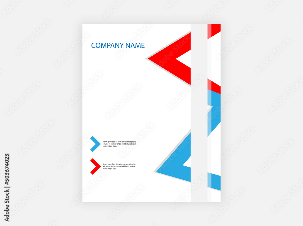 White brochure with red and blue lines. Annual report, flyer design, business presentation, book cover. White brochure with red and blue lines. Annual report, flyer design, business presentation, book cover.