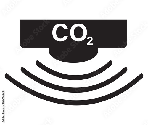 sensor detector CO2 icon on white background. co2 sensor sign. laser sensor symbol. flat style.