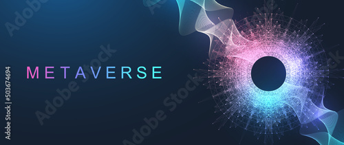 Virtual global internet connection metaverse with a new experience in metaverse virtual reality technology. Metaverse digital world smart futuristic interface technology background, futuristic vector photo