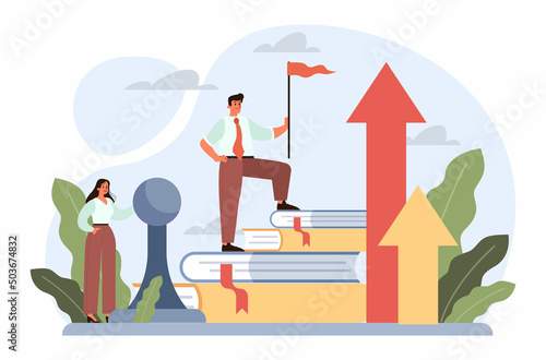 Leadership concept. Manager leading a workteam. Strategy