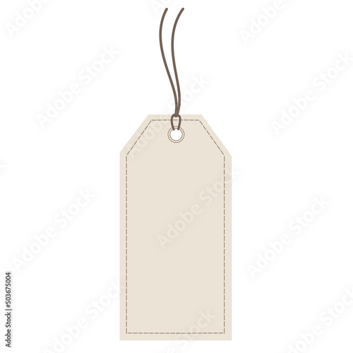 tag Horizontal Angled Hangtag Seam Beige With String And Shadow price tag Paper Label Isolated On White Background. Ready for your message. image jpg 
