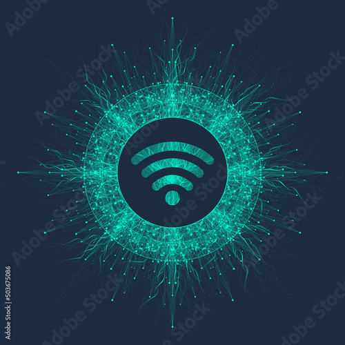 Wi-Fi wireless network signal technology internet concept. High Internet speed. Vector illustration.