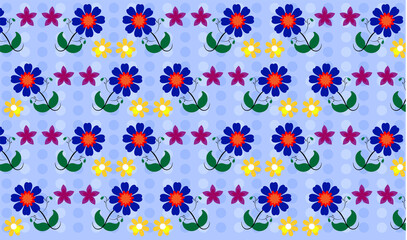 Acrylglasbilder Muster nach Farbe Blaue Blumen Muster auf Blauem Hintergrund  © nopember30