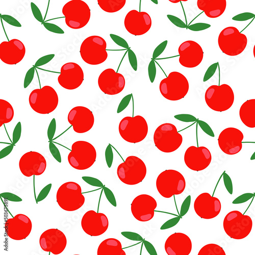 Vector seamless cherry pattern. Summer fruit pattern. Illustration for desogn and print