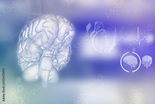 Human brain, alzheimer analyzing concept - very detailed hi-tech texture or background, medical 3D illustration