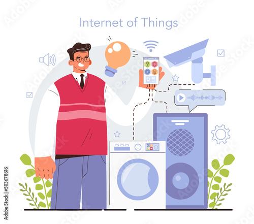Internet of things development. Idea of smart wireless electronics.