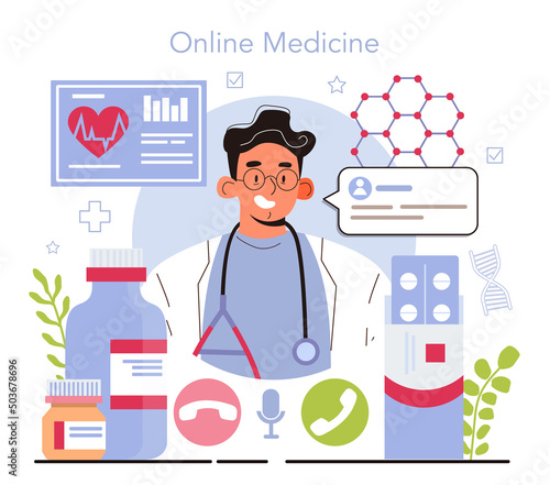 Online medicine concept. IT medical services and bioinformatics,