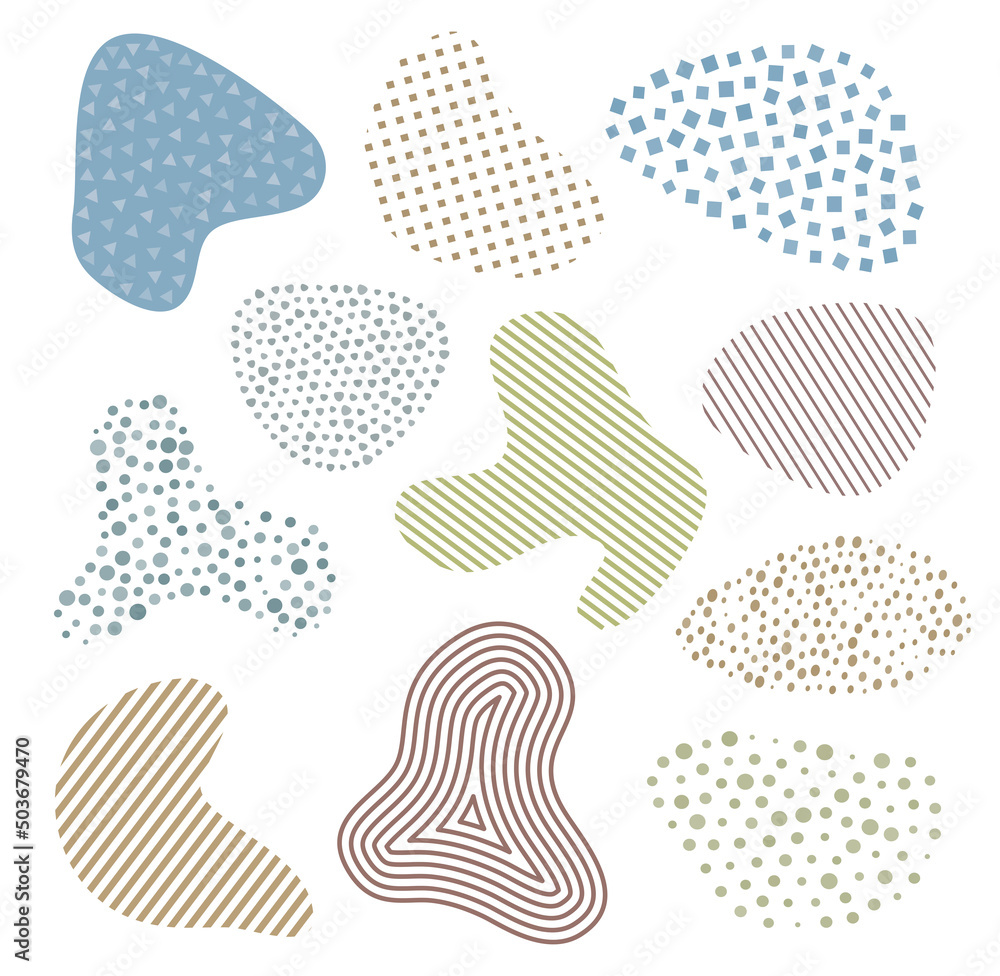 collection of abstract colorful blob shaped graphic elements, vector illustration