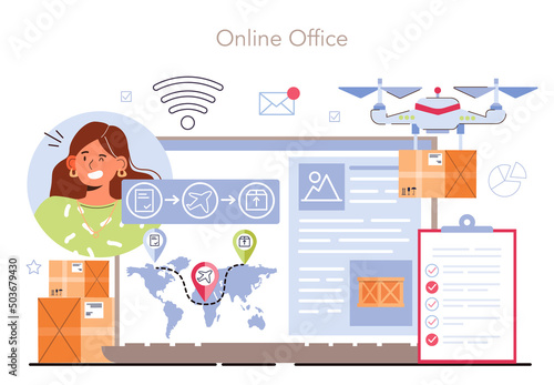 Smart logistics technologies online service or platform. Idea of modern