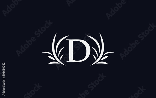 Golden laurel wreath leaf logo vector with the letters and alphabets D