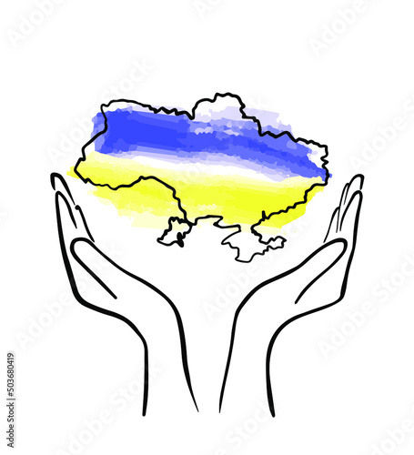 Ukrainian symbols Stop the war, International protest, War crisis in Europe. 