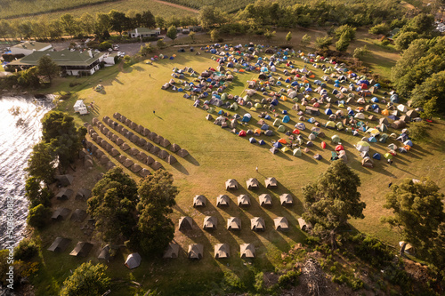 Festival ground with campers on it from above.