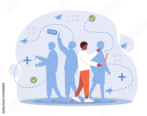 Multitasking concept. Effective and successful office worker