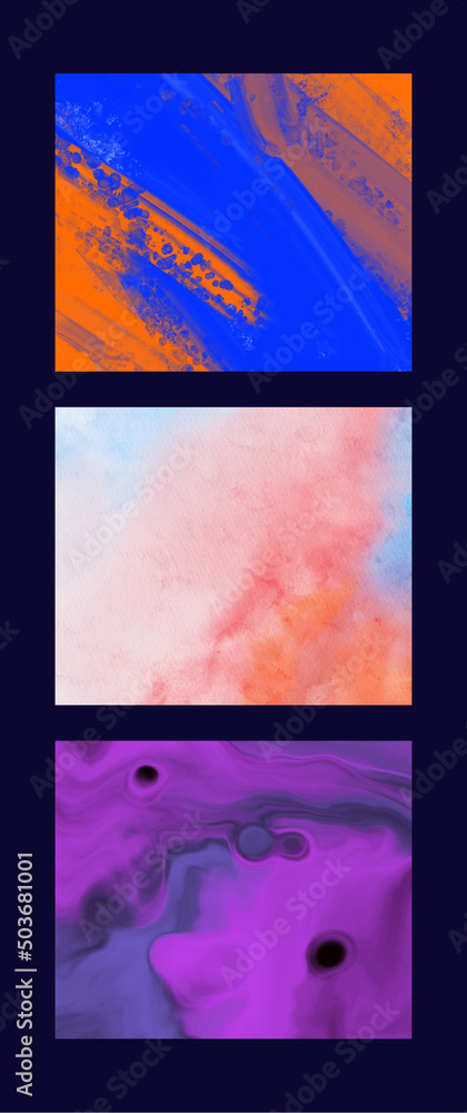 Modern colorful flow backgrounds set. Abstract color banners collection.