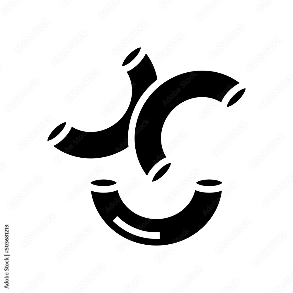 macaroni pasta glyph icon vector. macaroni pasta sign. isolated contour symbol black illustration macaroni pasta glyph icon vector. macaroni pasta sign. isolated contour symbol black illustration
