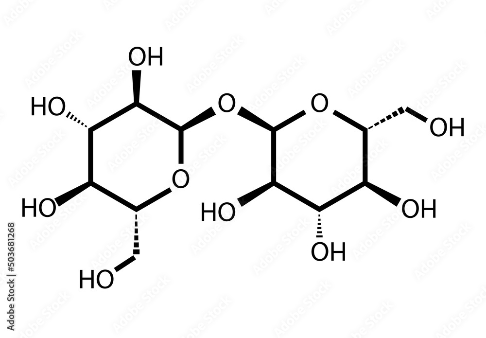 Trehalose (Mycose And Tremalose) Sugar Molecule. Skeletal Formula. Vector Illustration.