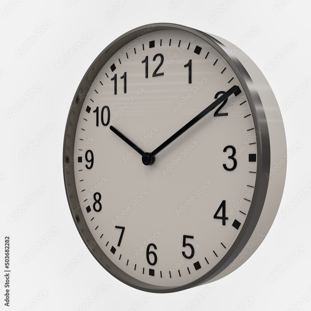 Clock office arrow. Isolated. White background. 3D REndering. Clock office arrow. Isolated. White background. 3D REndering.