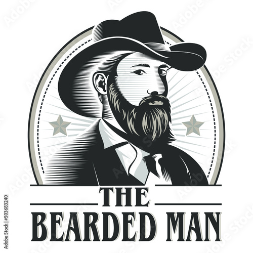Bearded man Texas cowboy logo