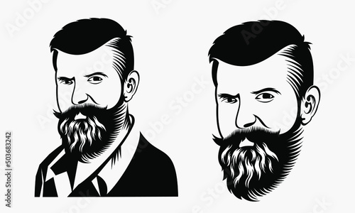 Bearded man illustration with classic vintage