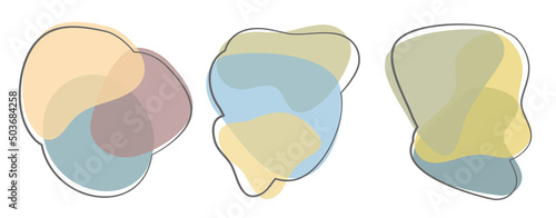pastel colored blobs, abstract shaped graphic elements isolated on white, vector illustration