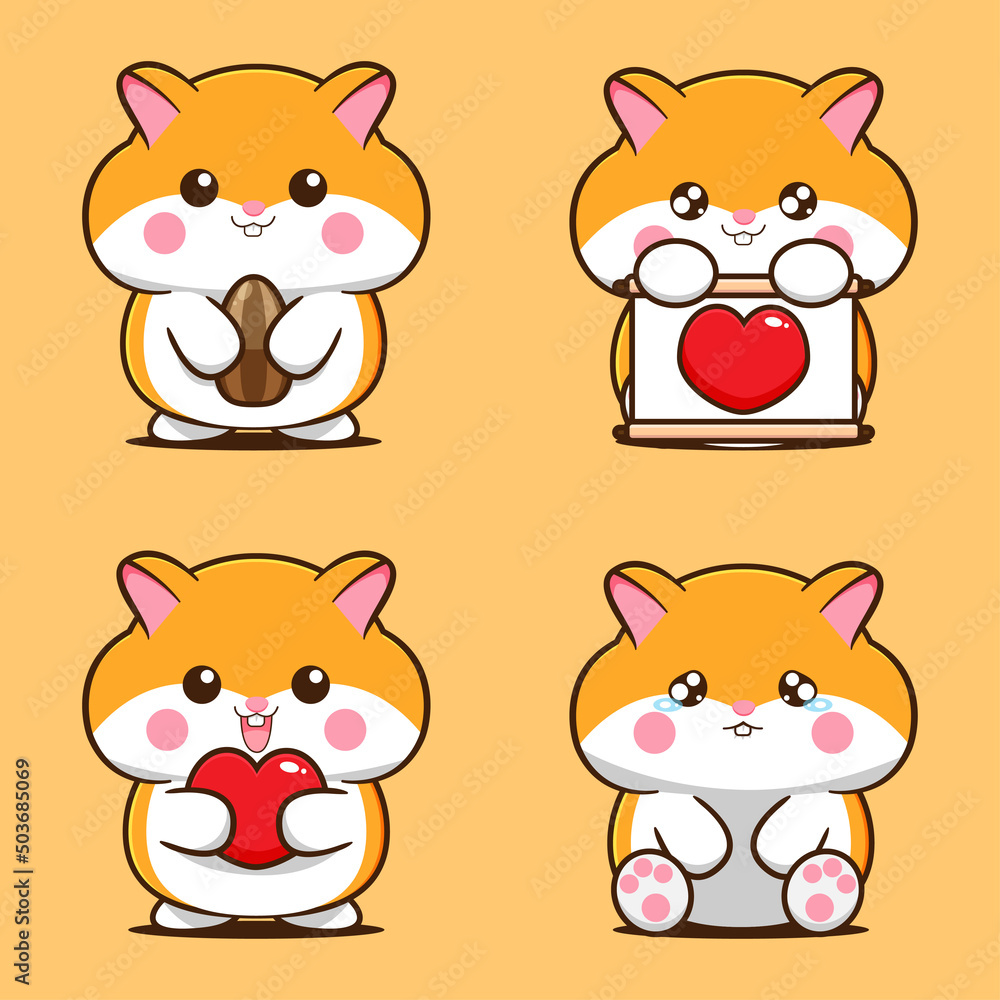Set of cute hamster designs Set of cute hamster designs
