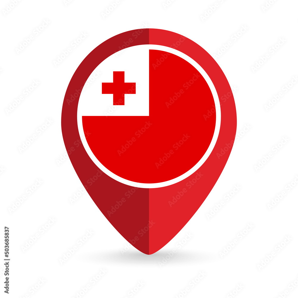 Map pointer with country Tonga. Tonga flag. Vector illustration. Map pointer with country Tonga. Tonga flag. Vector illustration.