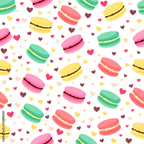 seamless pattern. vector image of colorful macarons. Background for children's birthdays and holidays.