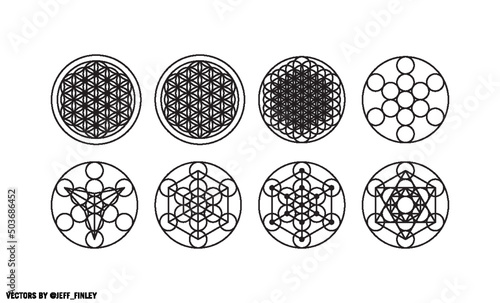 Vector set of detailed sacred geometric symbols on a white background