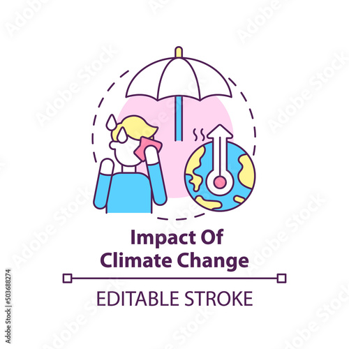 Impact of climate change concept icon. Weather and mental state. Trend in psychology abstract idea thin line illustration. Isolated outline drawing. Editable stroke. Arial, Myriad Pro-Bold fonts used