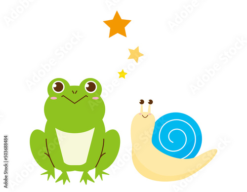 かわいいカエルとカタツムリ