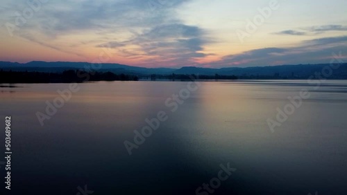 Wallpaper Mural Sun rise by the lake (rise up drone shot) Torontodigital.ca