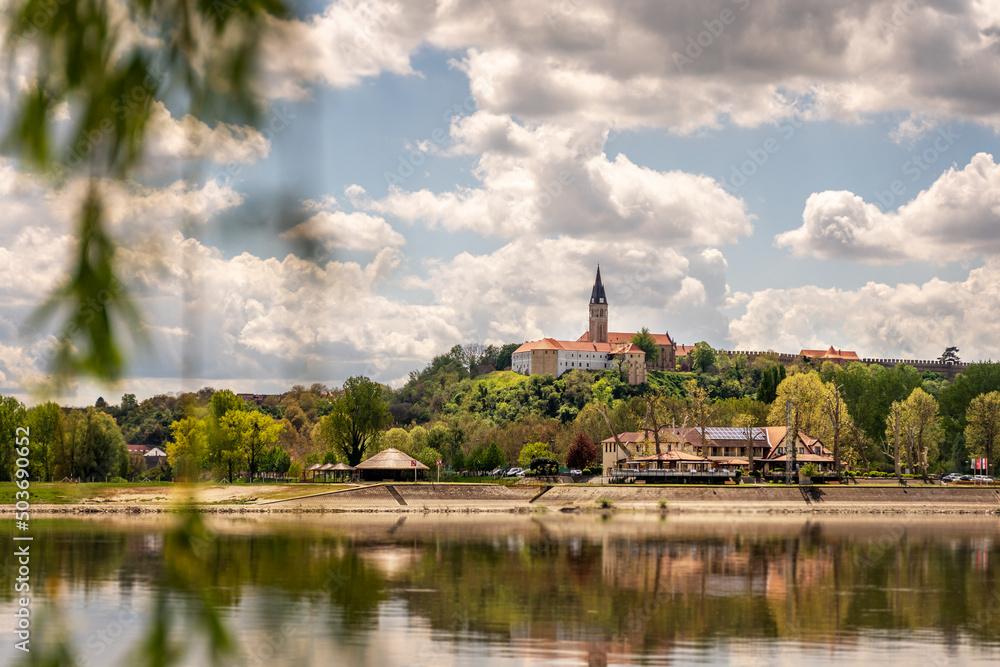 Ilok castle above the Danube river on the Croatian Serbian border in Croatia