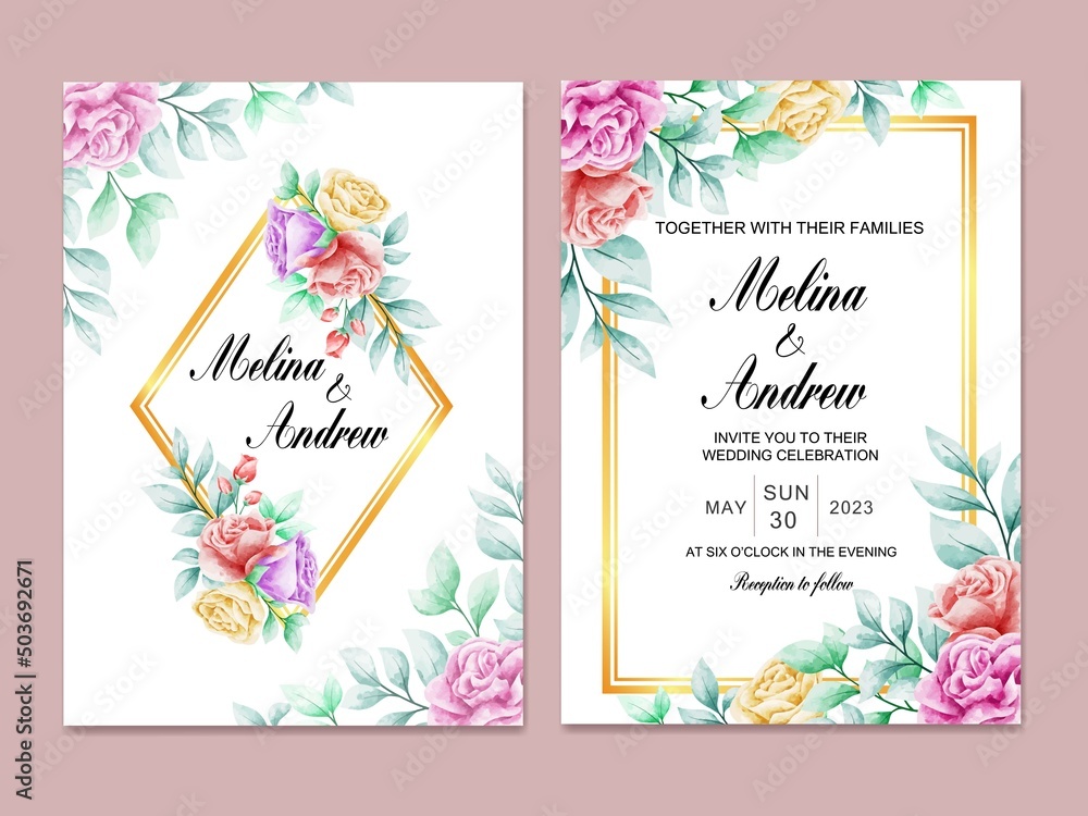 Wedding Invitation Card Template Flower Watercolor Wedding Invitation Card Template Flower Watercolor