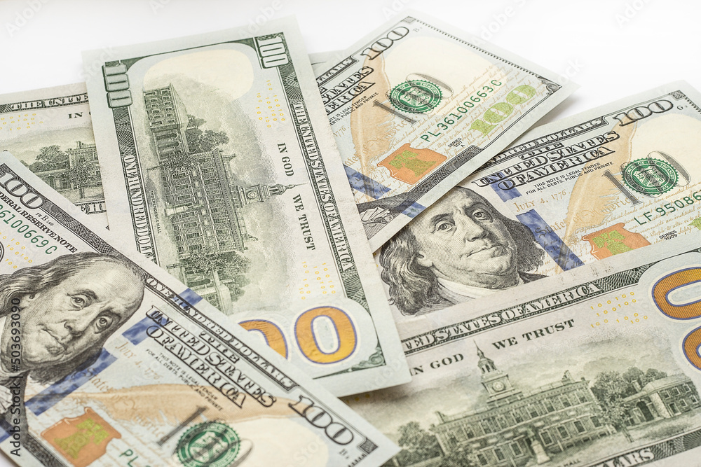 Pile of American dollars isolated on white. Pile of American dollars isolated on white.