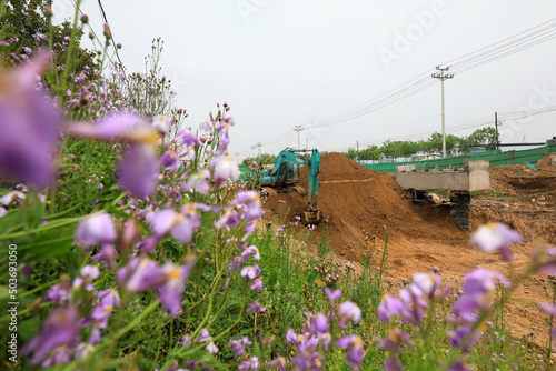 Construction site of river dredging project, North China photo