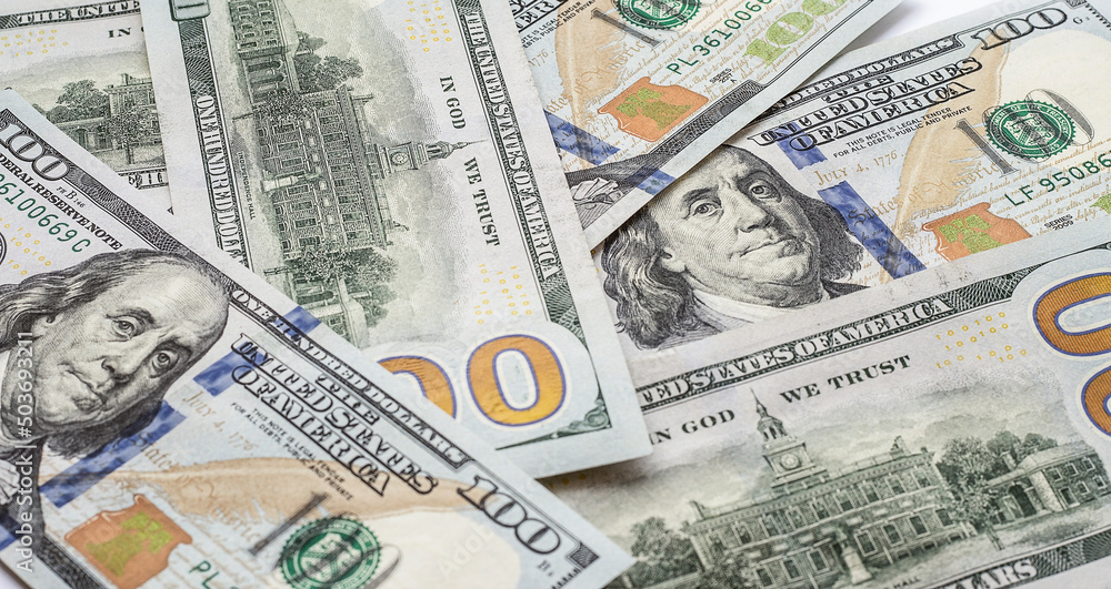 Pile of American dollars isolated on white. Pile of American dollars isolated on white.