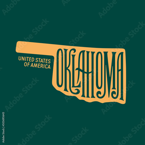 Oklahoma state hand drawn lettering. American state modern typography. T-shirt print, sticker, stamp, seal, poster. Vector illustration.