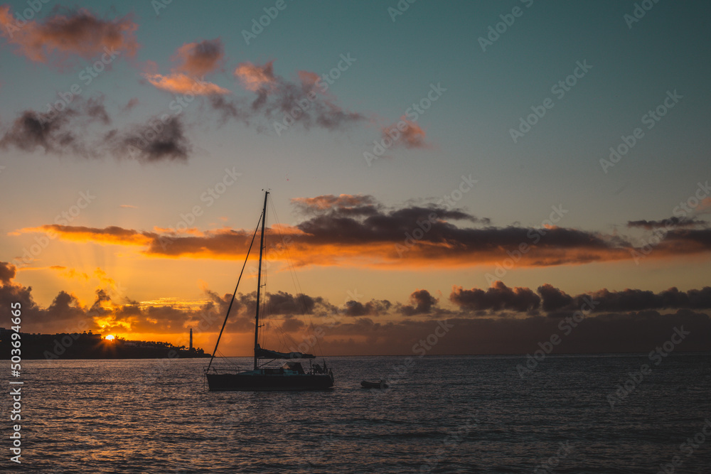 sunset on the sea with boat sunset on the sea with boat