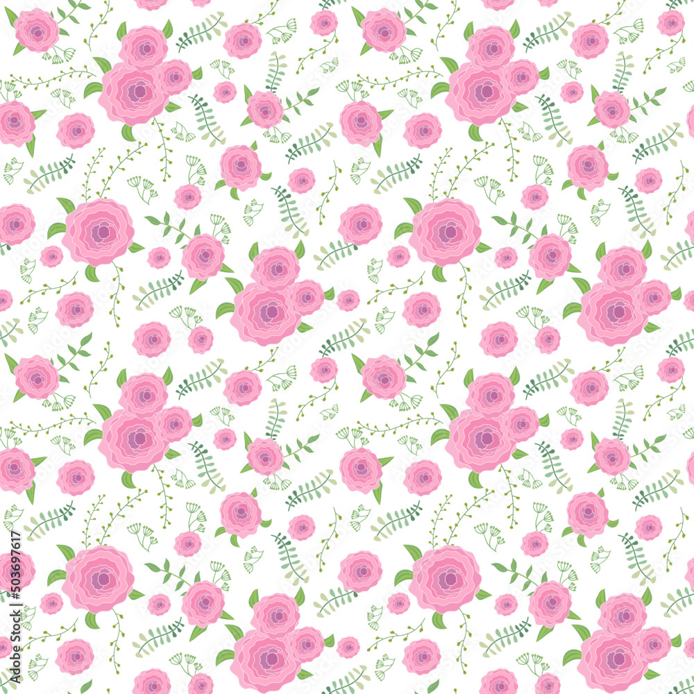 seamless pattern, vector image of flowers and leaves. elegant pastel colors 