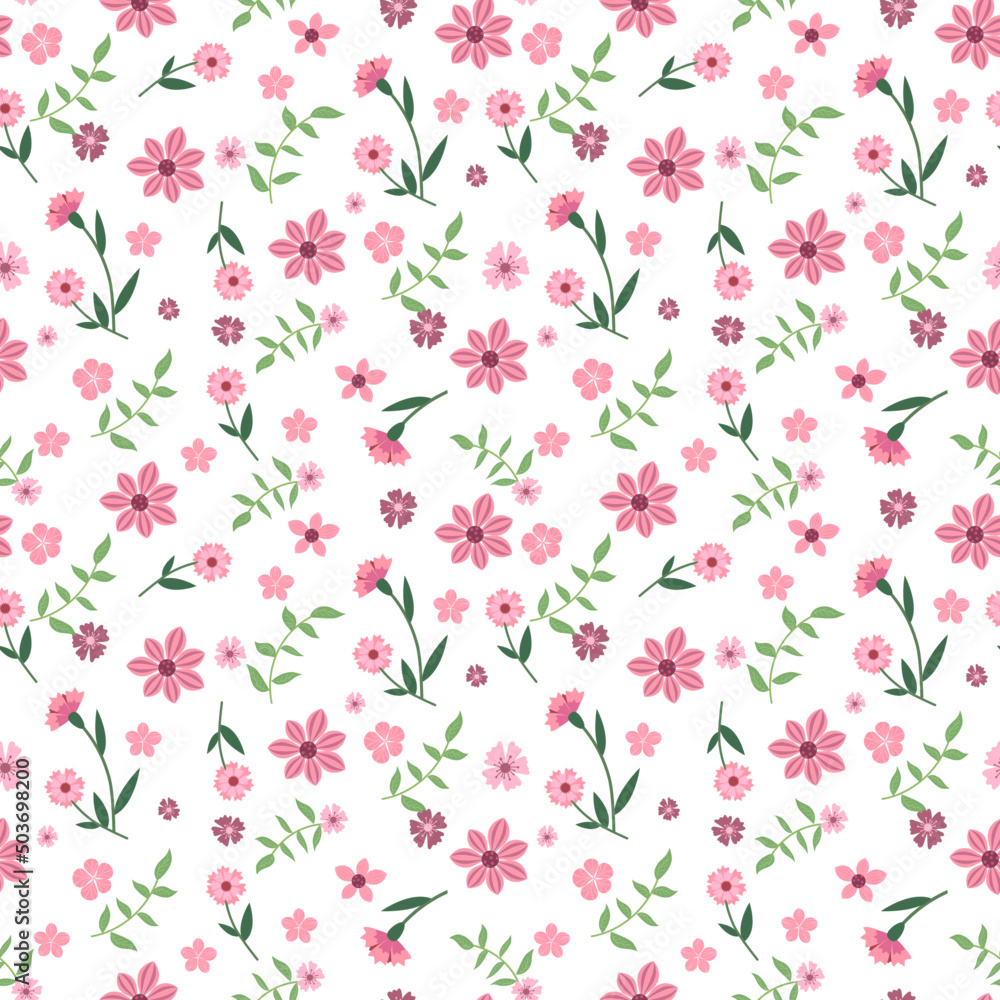 seamless pattern, vector image of flowers and leaves. elegant pastel colors 