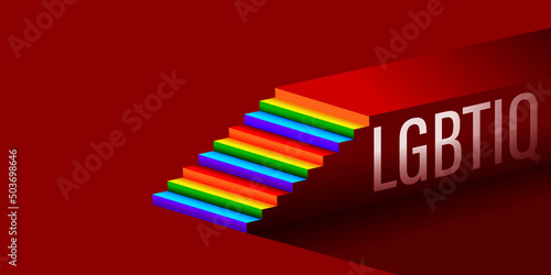 Colorful LGBTIQ contest pattern with stairs in red background