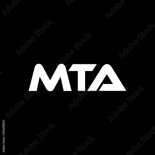MTA letter logo design with black background in illustrator, vector logo modern alphabet font overlap style. calligraphy designs for logo, Poster, Invitation, etc. photo