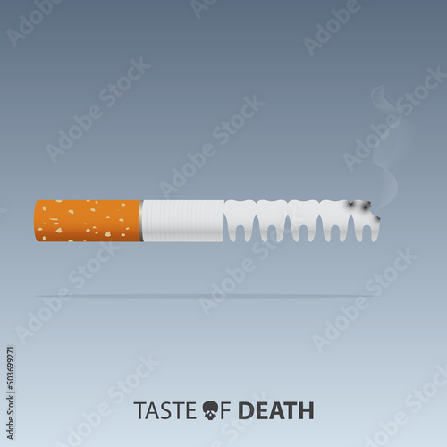 May 31st World No Tobacco Day banner design. Smoking damages teeth and oral health concept. Stop smoking poster for disease warning. No smoking sign. 