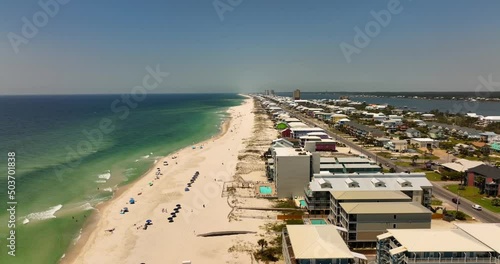 Prestine sands Gulf Shores Alabama Orange Beach. 5k aerial drone clip photo