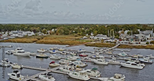 Newburyport Massachusetts Aerial v7 low level drone flyover merrimack river capturing boats and yachts docked at salisbury beach town marina - Shot with Inspire 2, X7 camera - October 2021 photo