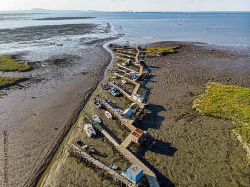Aerial of theold Carrasqueira fishermen's traditional port in Comporta region photo