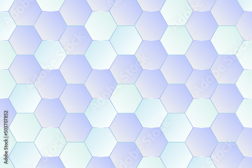 Abstract light green and purple holographic gradient hexagon wall background design
