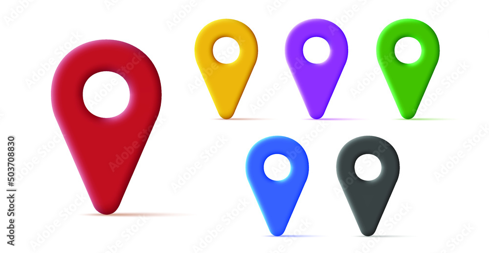 set of 3d icons of gps or geo tag symbol in different colors. Vector illustration set of 3d icons of gps or geo tag symbol in different colors. Vector illustration