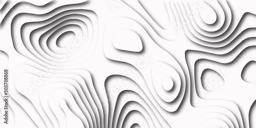 White abstract background in 3d paper style. Multi layered paper art waves background. Metal plates concept. 3D origami style design.