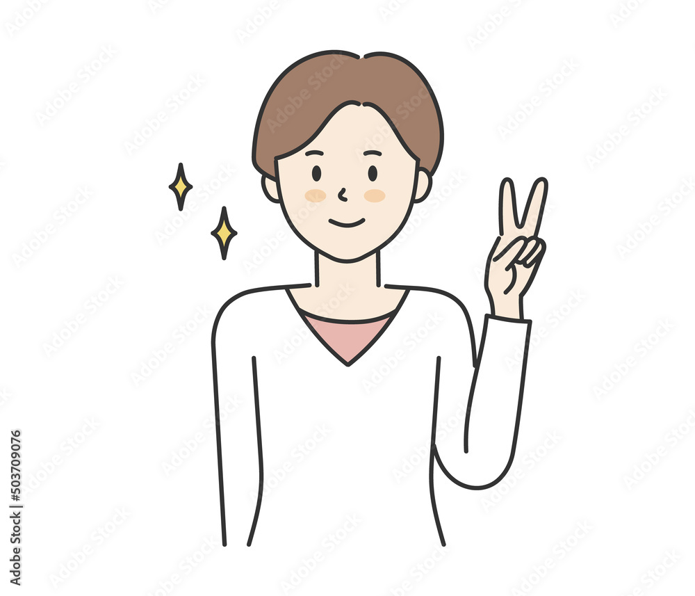 Woman showing peace sign, vector illustration Woman showing peace sign, vector illustration